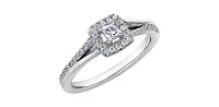 10K White Gold 0.30cttw Princess Cut Canadian Diamond Ring - Size 6.5