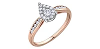 10K Rose Gold 0.35cttw Diamond Pear Shaped Halo Engagement Ring, size 6.5