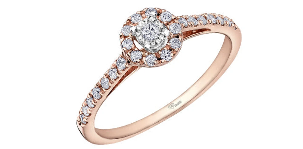 10K Rose Gold 0.24cttw Canadian Diamond Ring - Size 6.5