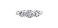 10K White Gold 0.25cttw Round Brilliant Cut 3 Stone Halo Diamond Ring - / 4.5