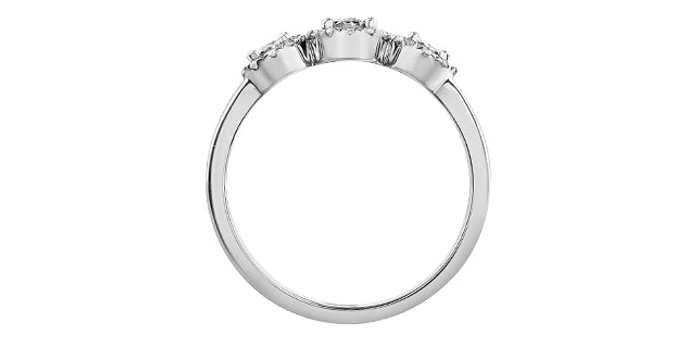 10K White Gold 0.25cttw Round Brilliant Cut 3 Stone Halo Diamond Ring - / 4.5