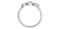 10K White Gold 0.25cttw Round Brilliant Cut 3 Stone Halo Diamond Ring - / 4.5