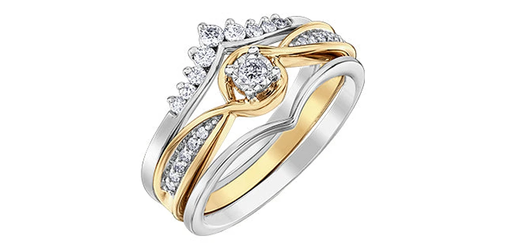 10K Yellow & White Gold 0.12cttw Diamond Engagement Ring, Size 6.5