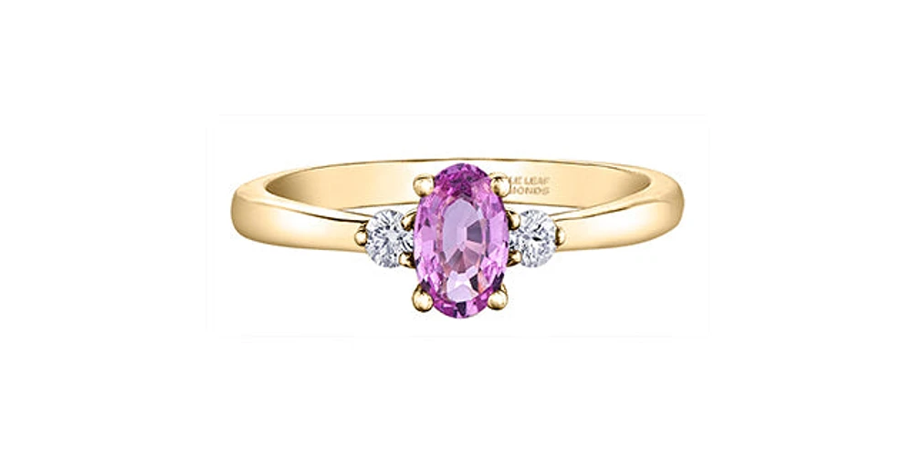 14K Yellow Gold Pink Sapphire 0.62cttw & Canadian Diamond 0.08cttw Ring