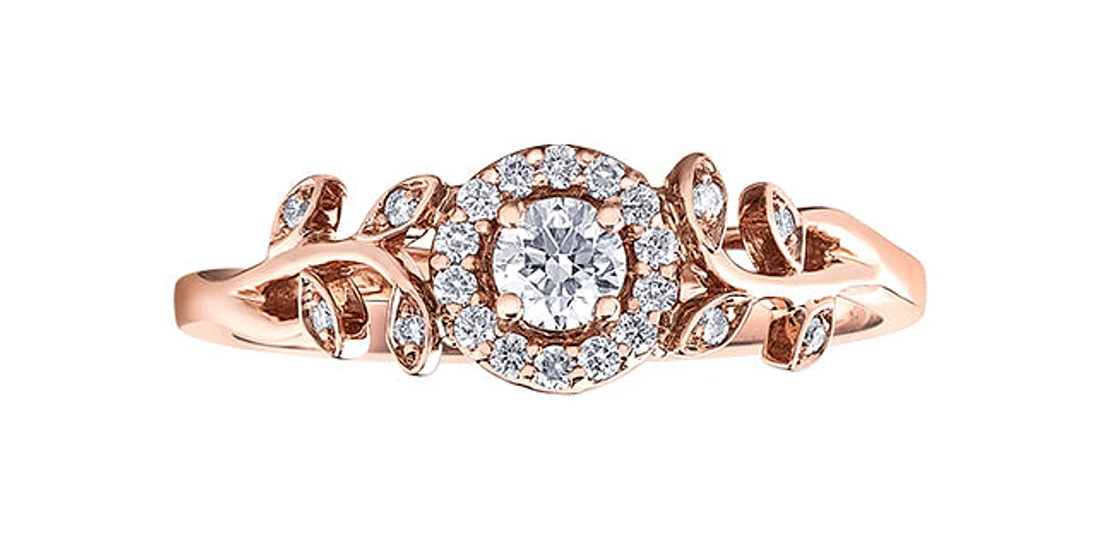 10K Rose Gold 0.25cttw Canadian Diamond Ring, size 6.5