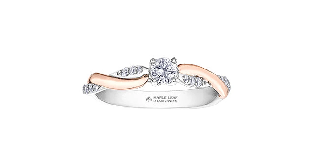 18K White & Rose Gold 0.33cttw Round Brilliant Cut Canadian Diamond Engagement Ring