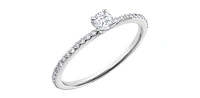 10K White Gold 0.30cttw Canadian Diamond Engagement Ring, size 6.5