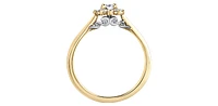 14K Yellow Gold 0.35cttw Round Brilliant Cut Canadian Diamond Halo Engagement Ring