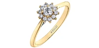 14K Yellow Gold 0.35cttw Round Brilliant Cut Canadian Diamond Halo Engagement Ring