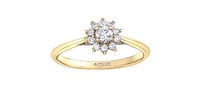 14K Yellow Gold 0.35cttw Round Brilliant Cut Canadian Diamond Halo Engagement Ring