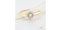 14K Yellow Gold 0.35cttw Round Brilliant Cut Canadian Diamond Halo Engagement Ring