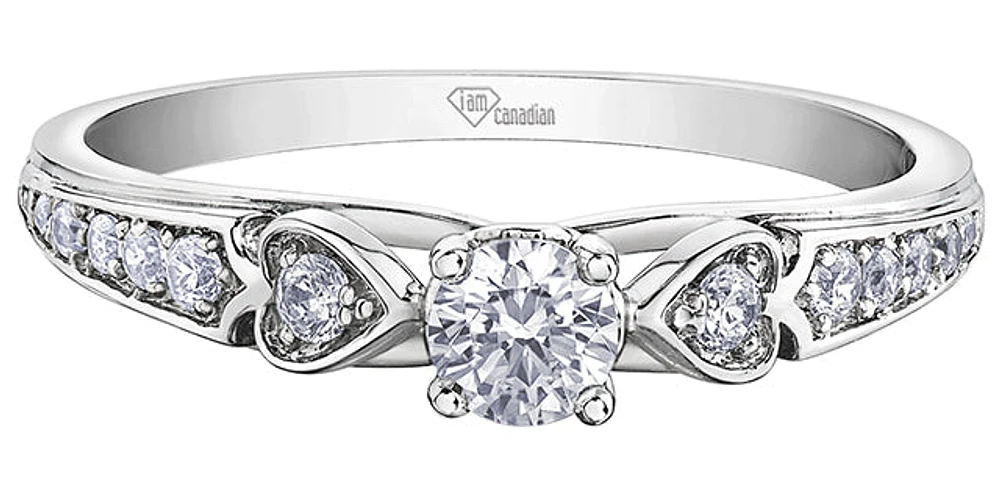 10K White Gold 0.31cttw Diamond Ring - Size 6.5