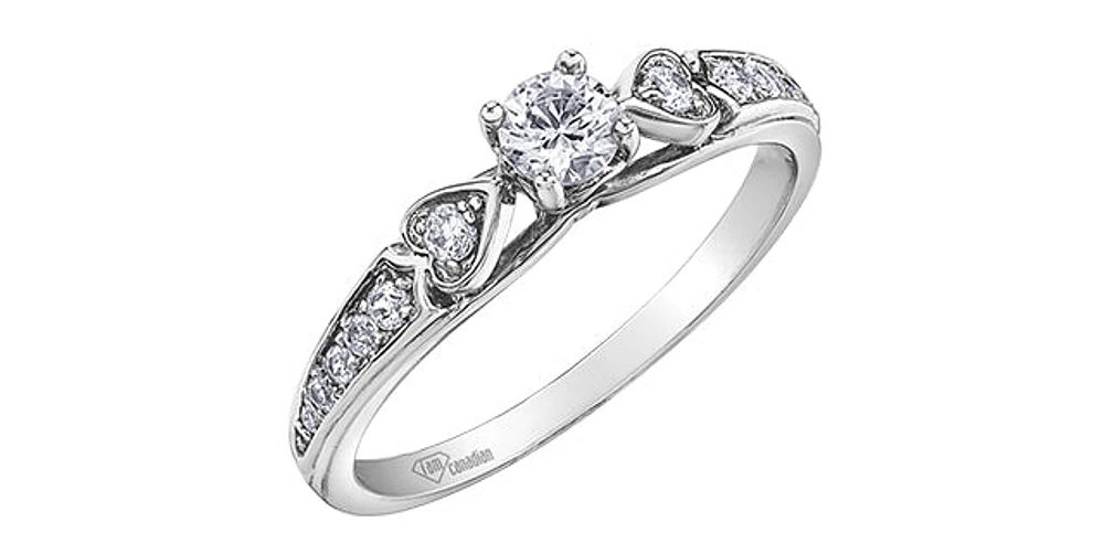 10K White Gold 0.31cttw Round Brilliant Cut Canadian Diamond Engagement Ring (Band sold separately)