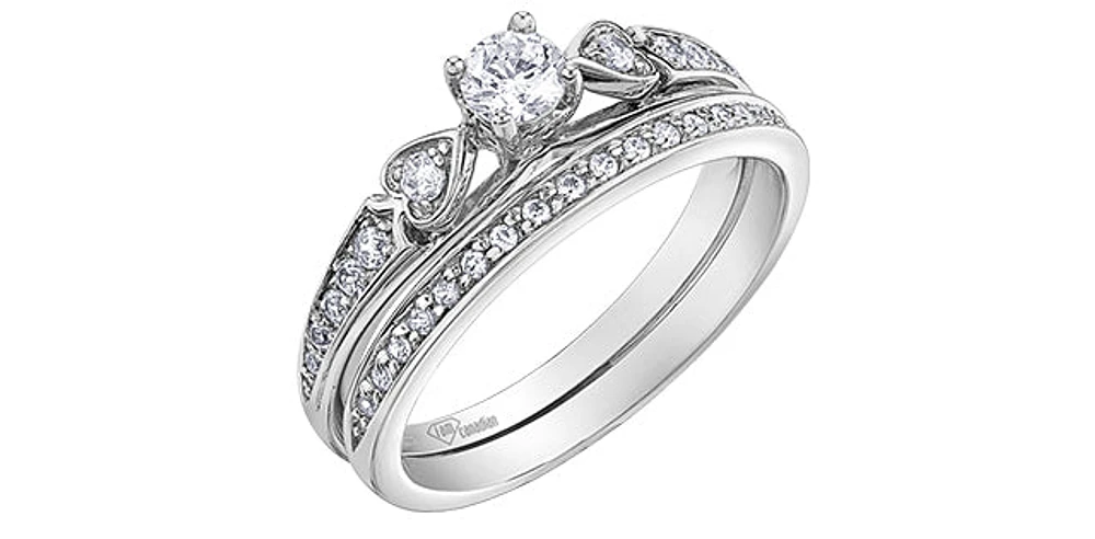 10K White Gold 0.31cttw Round Brilliant Cut Canadian Diamond Engagement Ring (Band sold separately)