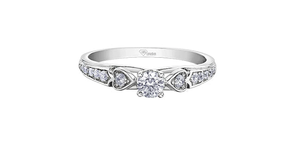 10K White Gold 0.31cttw Round Brilliant Cut Canadian Diamond Engagement Ring (Band sold separately)