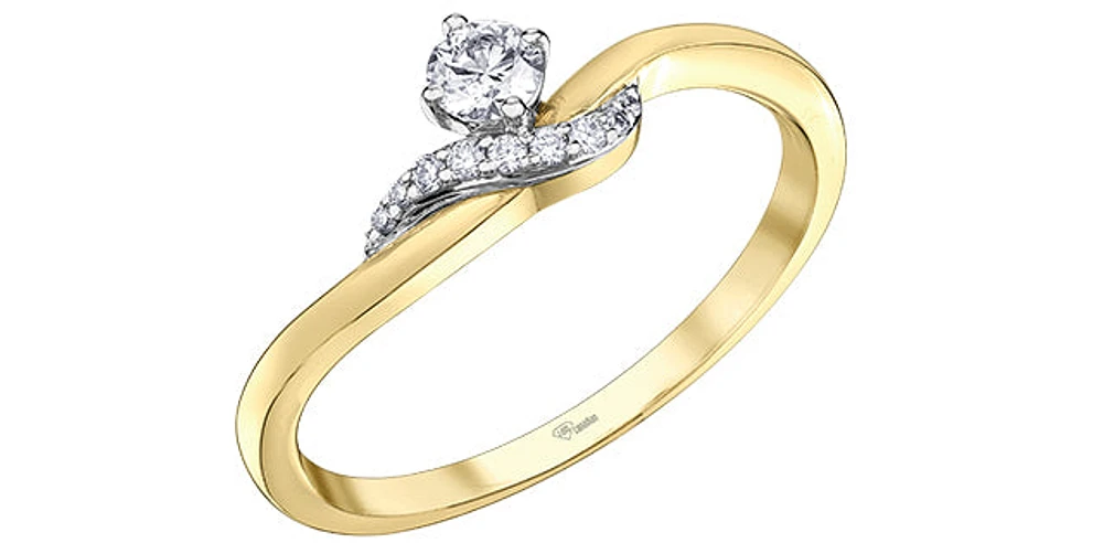 10K Yellow Gold 0.18Cttw Diamond Engagement Ring - /