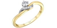 10K Yellow Gold 0.18Cttw Diamond Engagement Ring - /