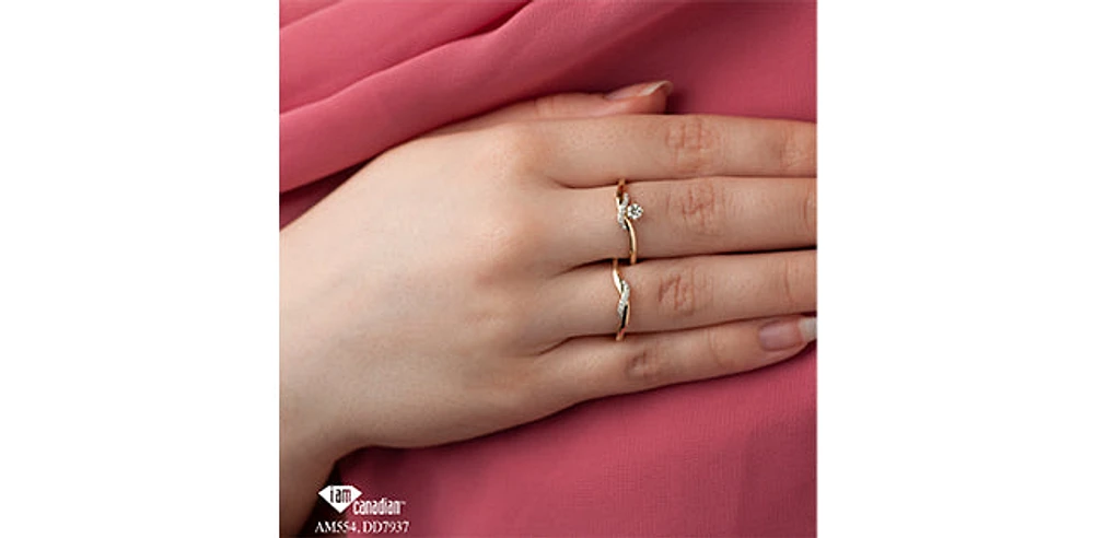 10K Yellow Gold 0.18Cttw Diamond Engagement Ring - /