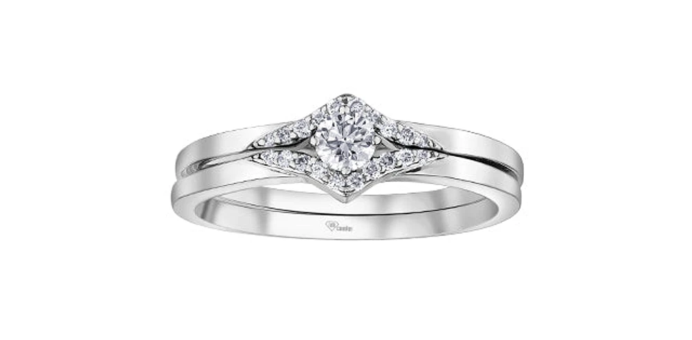 10K White Gold 0.20cttw Round Brilliant Cut Canadian Diamond Engagement Ring (Band sold separately)