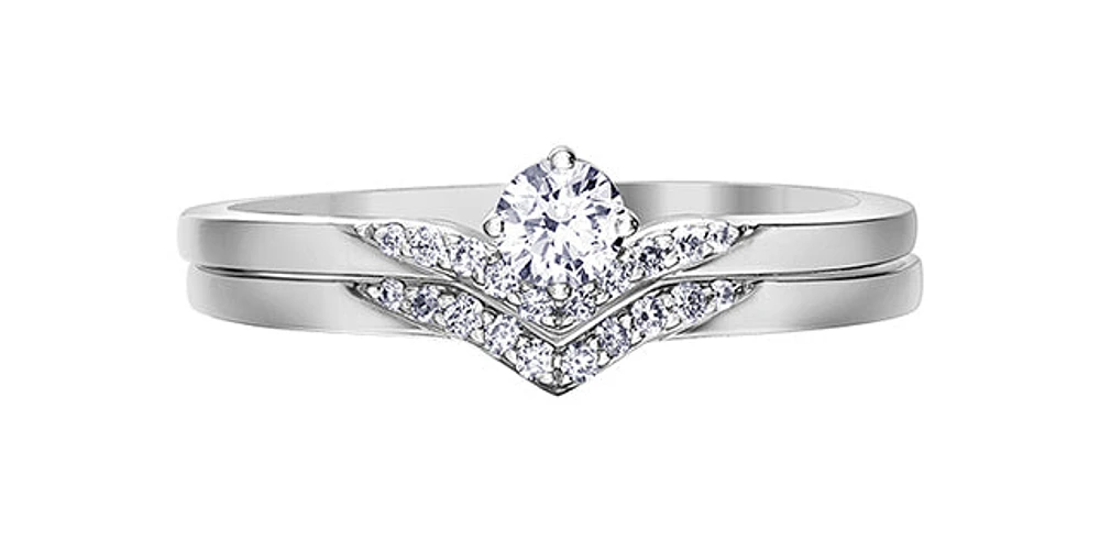 10K White Gold 0.20cttw Round Brilliant Cut Canadian Diamond Engagement Ring (Band sold separately)