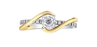 10K White and Yellow Gold 0.36cttw Round Brilliant Cut Diamond Engagement Ring, 6.5 - /