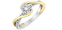 10K White and Yellow Gold 0.36cttw Round Brilliant Cut Diamond Engagement Ring, 6.5 - /