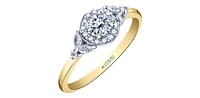 14K Yellow Gold 0.52cttw Round Brilliant Cut Canadian Diamond Halo Engagement Ring