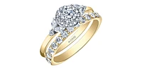 14K Yellow Gold 0.52cttw Round Brilliant Cut Canadian Diamond Halo Engagement Ring