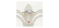 14K Yellow Gold 0.52cttw Round Brilliant Cut Canadian Diamond Halo Engagement Ring