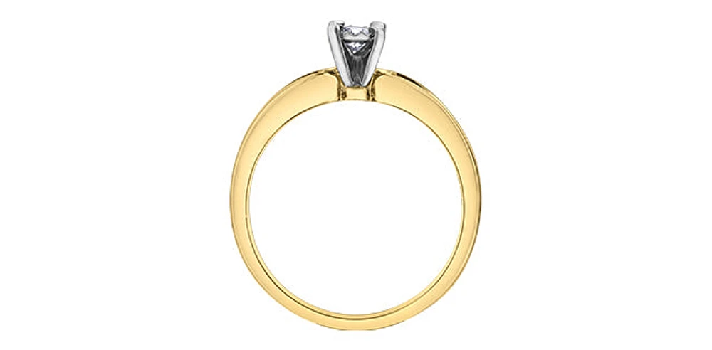10K Yellow & White Gold 0.15cttw Diamond Engagement Ring, Size 6.5