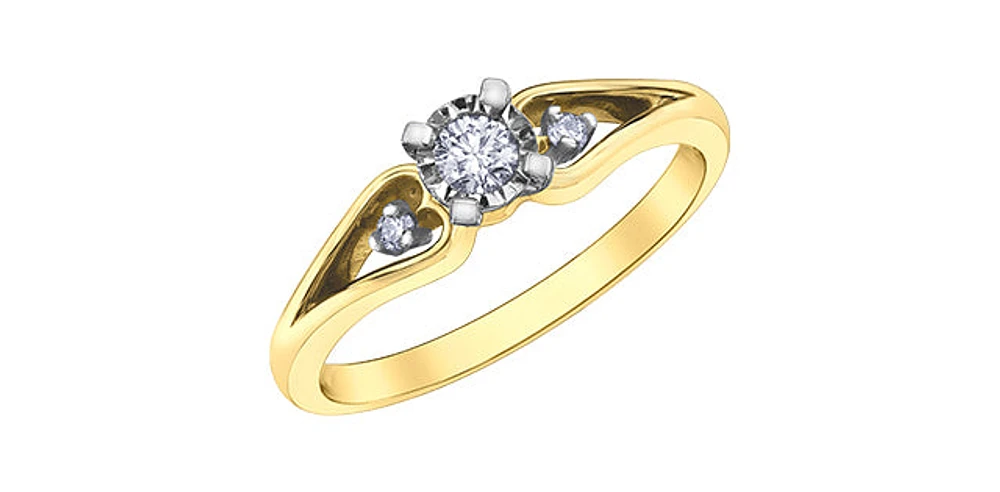 10K Yellow & White Gold 0.15cttw Diamond Engagement Ring, Size 6.5
