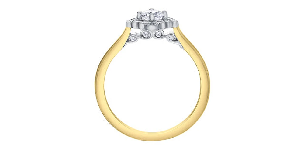 14K Yellow Gold 0.44cttw Round Brilliant Cut Canadian Diamond Engagement Ring