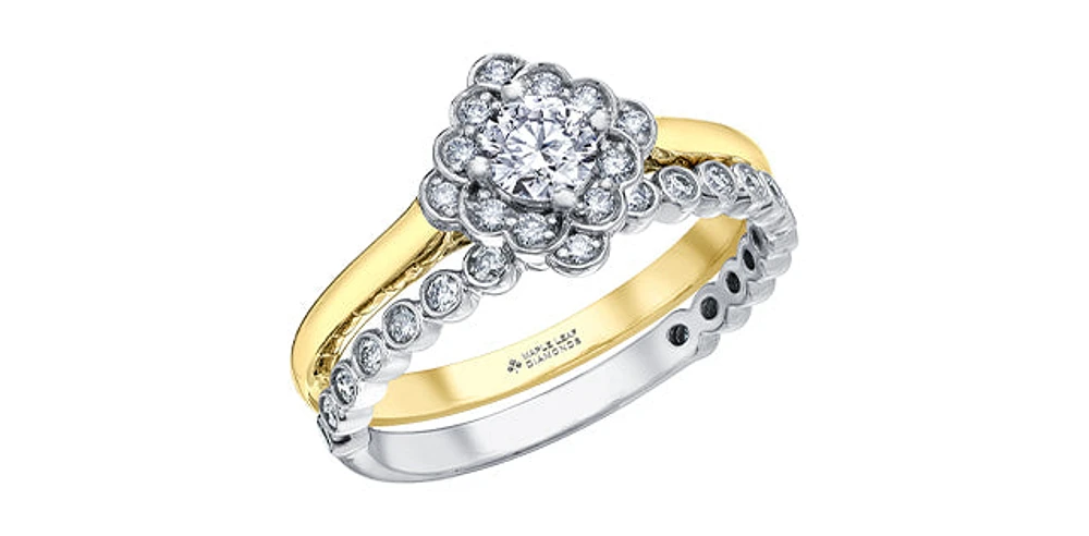 14K Yellow Gold 0.44cttw Round Brilliant Cut Canadian Diamond Engagement Ring
