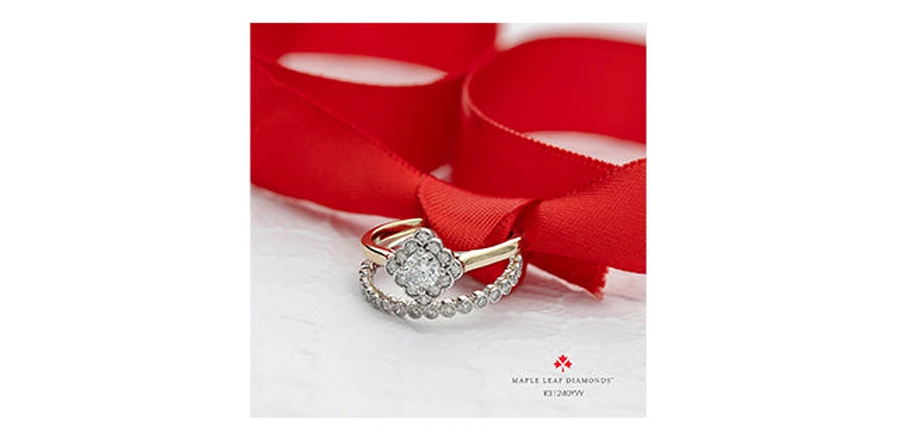 14K Yellow Gold 0.44cttw Round Brilliant Cut Canadian Diamond Engagement Ring