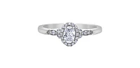 14K White Gold 0.44cttw Oval Diamond Halo Engagement Ring, Size 6.5