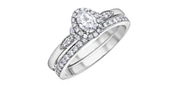 14K White Gold 0.44cttw Oval Diamond Halo Engagement Ring, Size 6.5