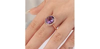 10K Rose Gold Amethyst and Diamond Halo Ring, size 6