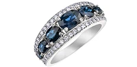 10K White Gold Sapphire and Diamond Ring