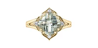 10K Yellow Gold Prasiolite (Green Amethyst) and Canadian Diamond Ring