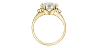 10K Yellow Gold Prasiolite (Green Amethyst) and Canadian Diamond Ring