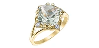 10K Yellow Gold Prasiolite (Green Amethyst) and Canadian Diamond Ring