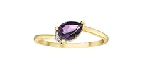 10K Yellow Gold Amethyst and Diamond Ring