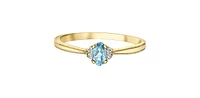10K Yellow Gold 0.22cttw Aquamarine and 0.03cttw Diamond Ring