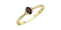 10K Yellow Gold 0.16cttw Garnet and 0.03cttw Diamond Ring