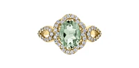 10K Yellow Gold Prasiolite / Green Amethyst and Diamond Ring