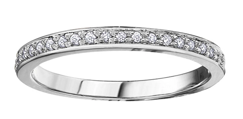 10K White Gold 0.15cttw Diamond Pave Ring, size 6.5