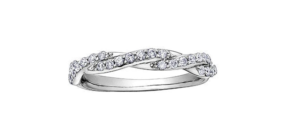 10K White 0.33cttw Diamond Ring, size 6.5