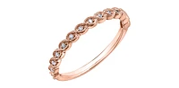 10K Rose Gold 0.07cttw Round Cut Diamond Ring, size 6.5