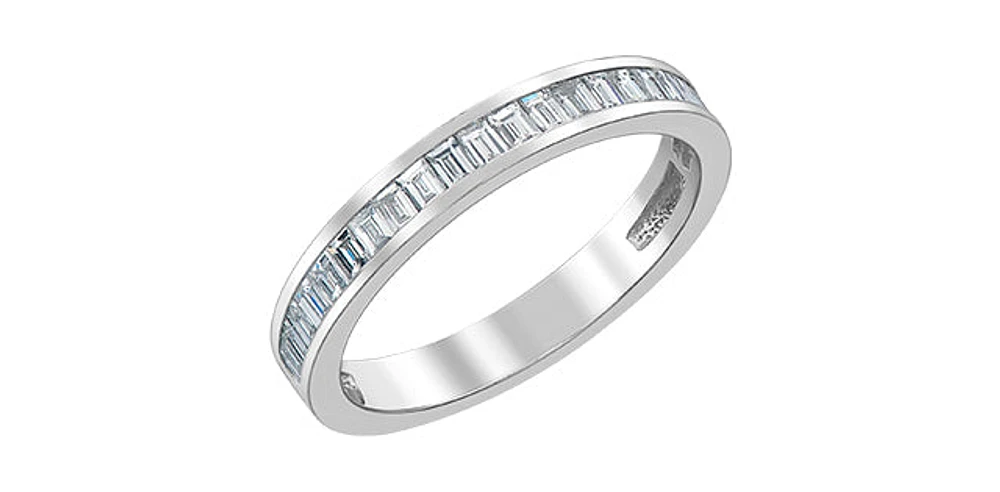 14K White Gold 0.65cttw Baguette Diamond Ring/Band, Size 6.5
