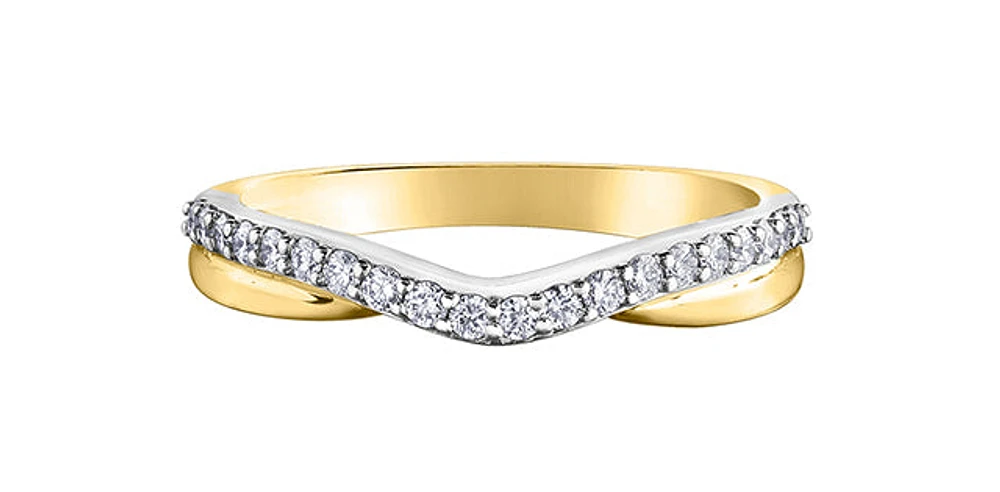 14K White & Yellow Gold 0.25cttw Diamond Ring / Band, size 6.5